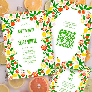 Citrus Celebration CUSTOM QR Code BABY SHOWER Invitation