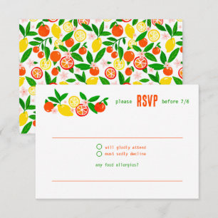 Citrus Celebration CUSTOM Summer BRIDAL SHOWER RSVP Card