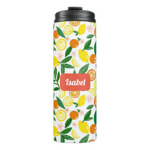Citrus Celebration Lemon Pattern CUSTOM Gift Thermal Tumbler