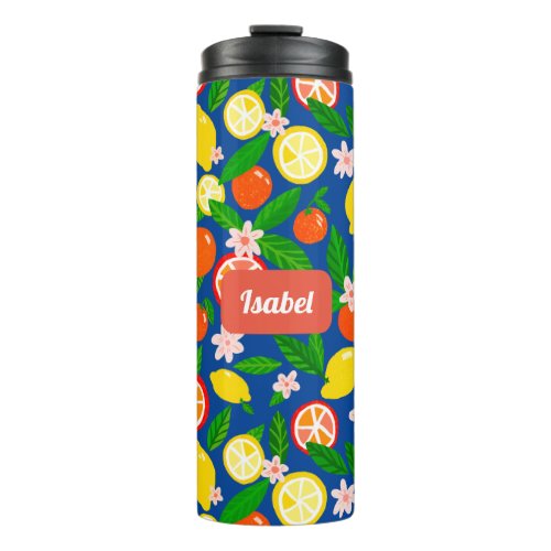 Citrus Celebration Lemon Pattern CUSTOM Gift Thermal Tumbler