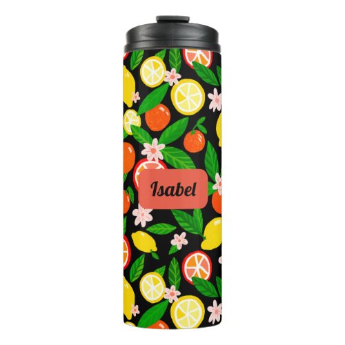 Citrus Celebration Lemon Pattern CUSTOM Gift Thermal Tumbler