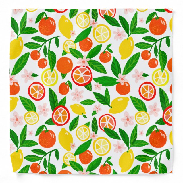 Citrus Celebration Lemons& Oranges Bold Cheerful Bandana (Front)