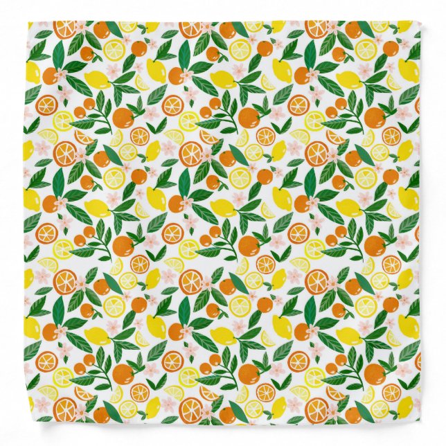 Citrus Celebration Lemons& Oranges Bold Cheerful Bandana (Front)