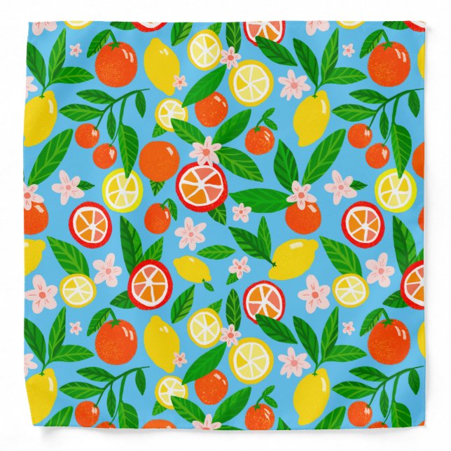 Citrus Celebration Lemons& Oranges Bold Cheerful Bandana (Front)