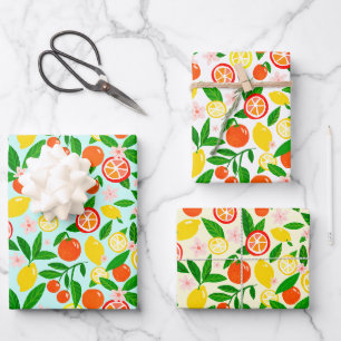 Citrus Celebration Lovely Lemons Awesome Oranges Wrapping Paper Sheets