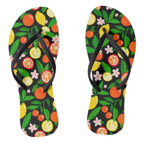 Citrus Celebration Lovely Lemons  Oranges Summer  Flip Flops