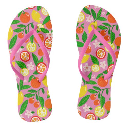 Citrus Celebration Lovely Lemons  Oranges Summer  Flip Flops