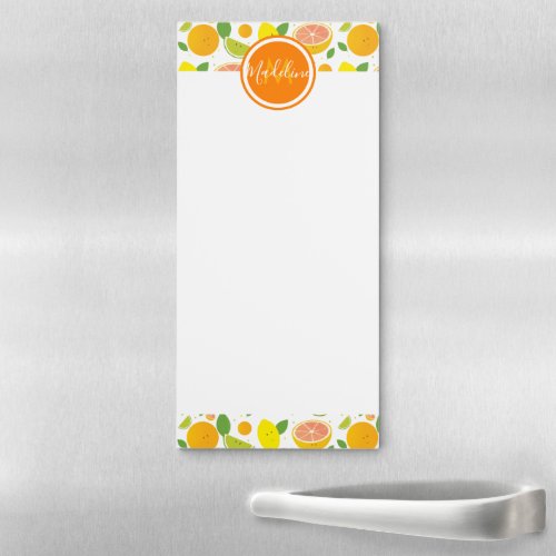 Citrus Characters Leaf Pattern Name Initial Magnetic Notepad