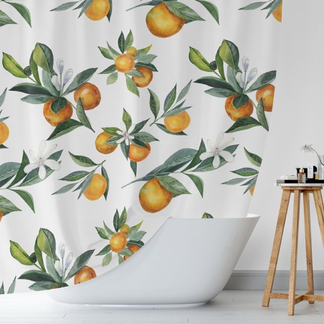 Citrus Chic Watercolor Print Shower Curtain (Creator Uploaded)