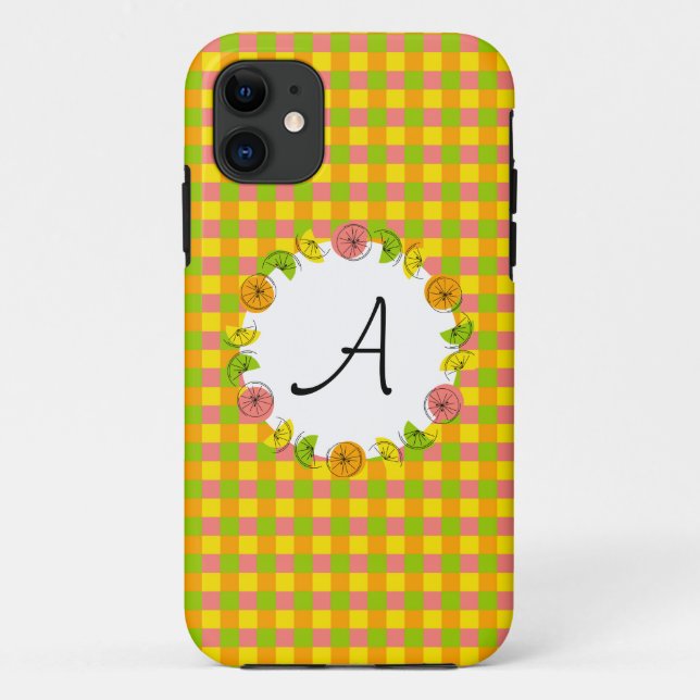Citrus Circle Check 'Monogram' iPhone case (Back)