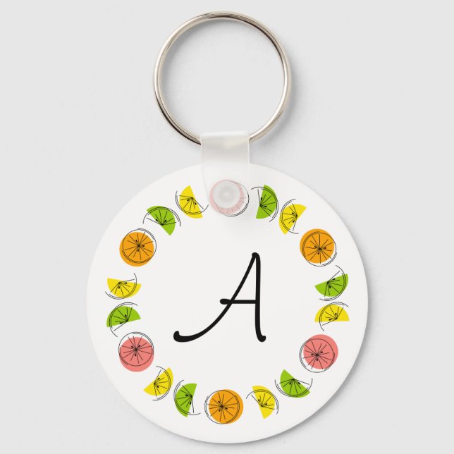 Citrus Circle Monogram aluminium double-sided Keychain (Front)