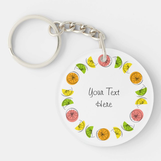 Citrus Circle  Monogram keychain double-sided (Front)