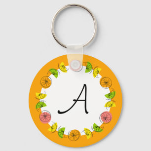 Citrus Circle Orange Monogram double-sided Keychain