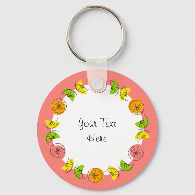 Citrus Circle Pink Text aluminum double-sided Keychain (Front)