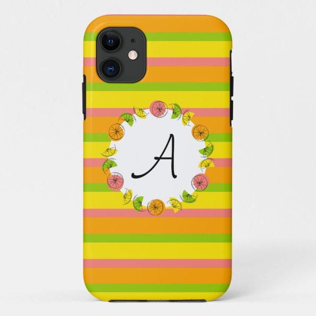 Citrus Circle Stripe Classic Monogram iPhone case (Back)