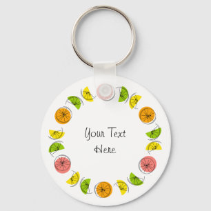 Citrus Circle Text aluminum double-sided Keychain