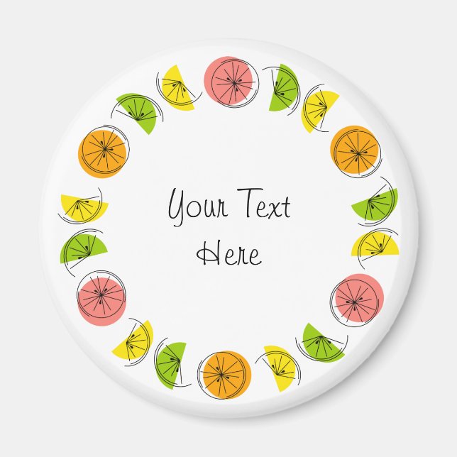 Citrus Circle Text magnet round (Front)