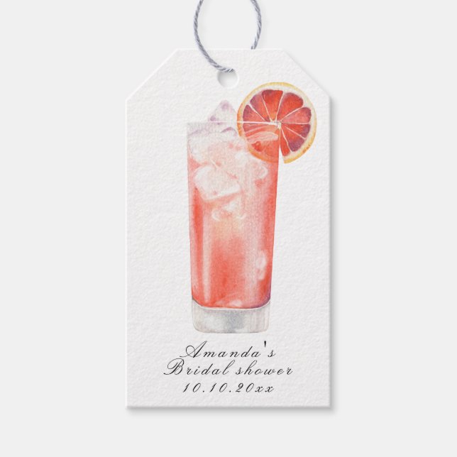 Citrus Cocktail Bridal Shower Gift Tags (Front)