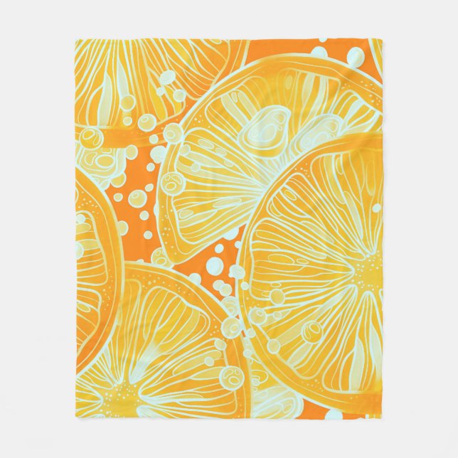 Citrus Cocktail: Sparkling Water Pattern Fleece Blanket (Front)