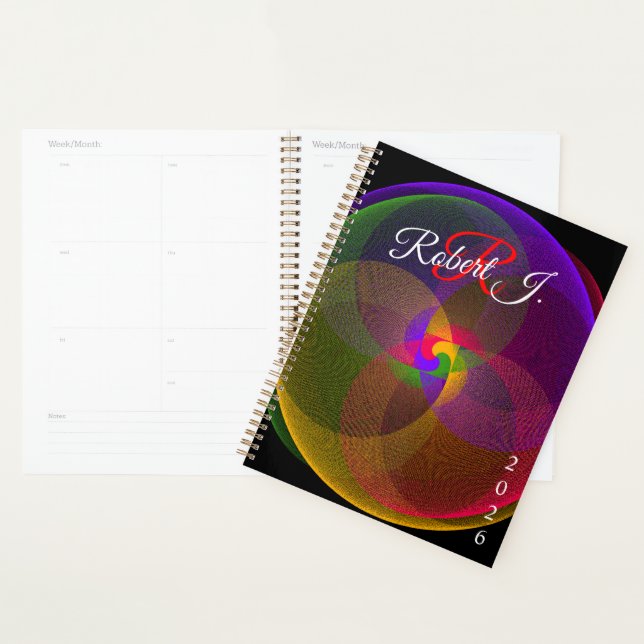 Citrus Color Blend Geometric Spiral Planner (Display)