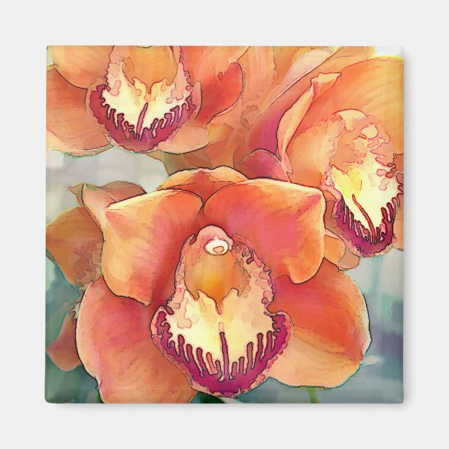Citrus Colored Cymbidiums Magnet (Front)