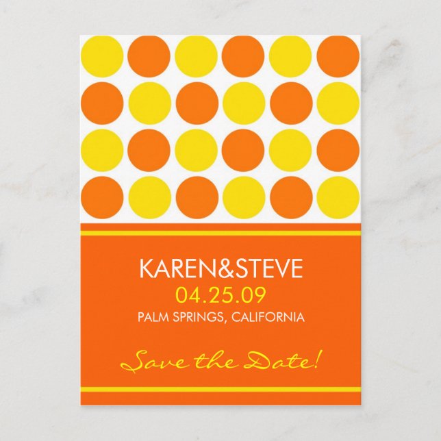 Citrus Colored Save the Dates Announcement Postcard (Front)