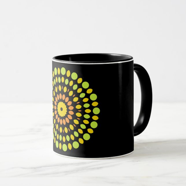 Citrus colors, green, yellow, orange, mug (Front Right)