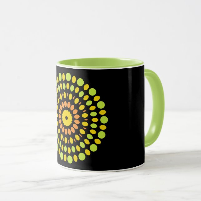 Citrus colors, lime green, mug (Front Right)