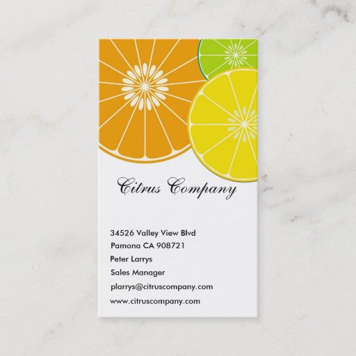 Customizable Citrus Company Business Card
