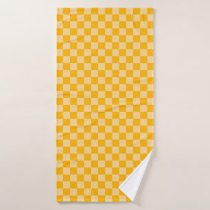 Citrus cream checkered board pattern bath towel set