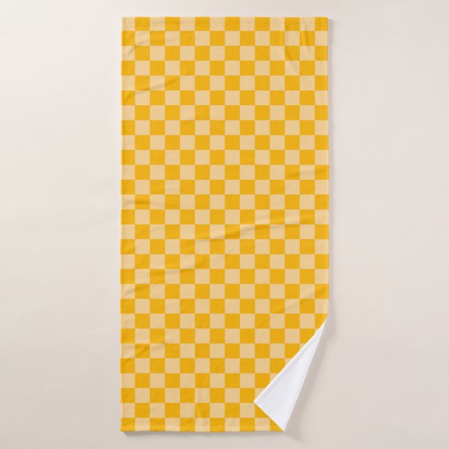 Citrus cream checkered board pattern bath towel set (Bath Towel)