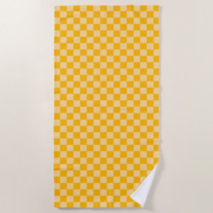 Citrus cream checkered board pattern beach towel
