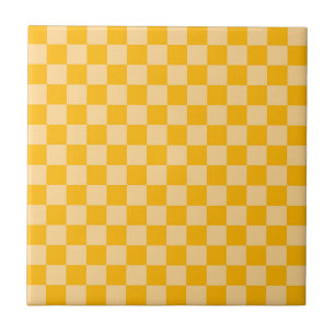 Citrus cream checkered board pattern ceramic tile