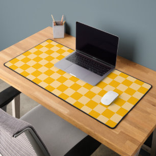 Citrus cream checkered board pattern desk mat