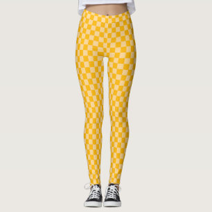 Citrus cream checkered board pattern leggings