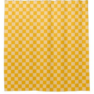 Citrus cream checkered board pattern shower curtain