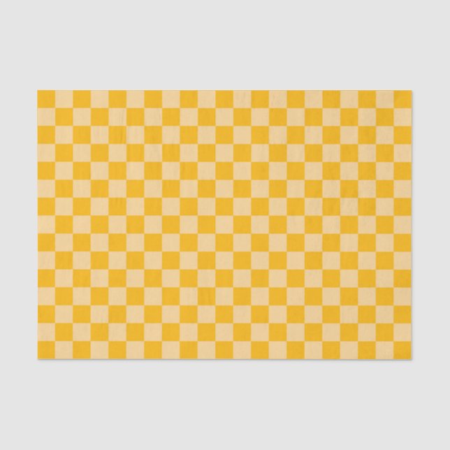 Citrus cream checkered board pattern tissue paper (Front)
