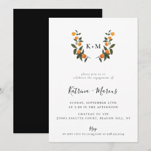 Citrus Crest Monogram Engagement Party Invitation