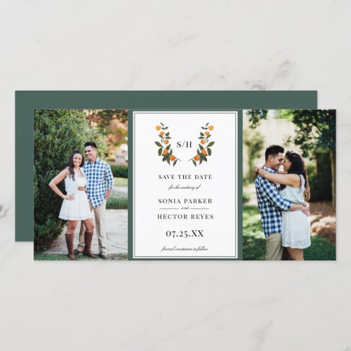 Citrus Crest Monogram Photo Save The Date