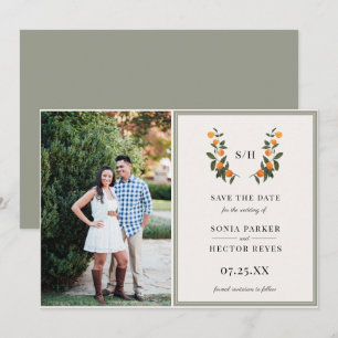 Citrus Crest Monogram Photo Save The Date