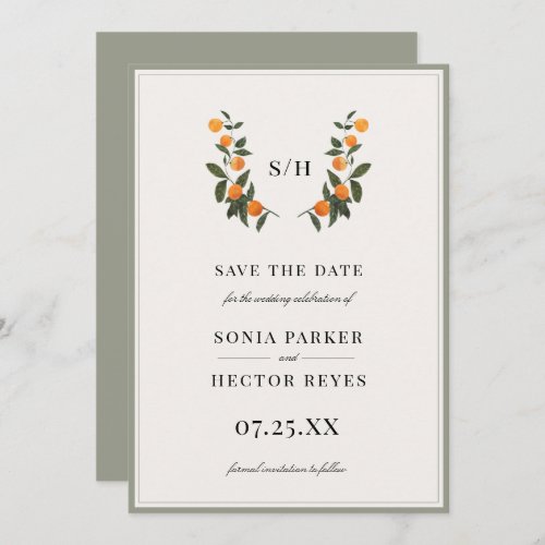 Citrus Crest Monogram Save The Date