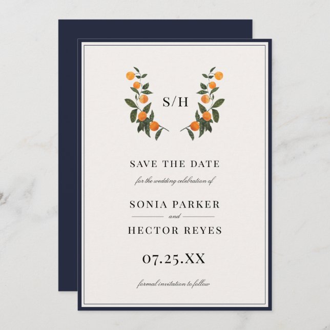 Citrus Crest Monogram Save The Date (Front/Back)
