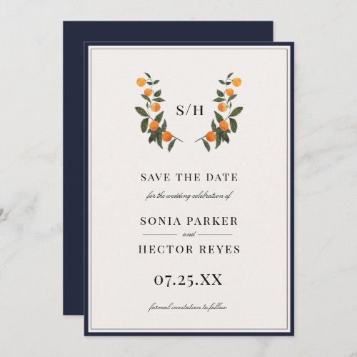 Citrus Crest Monogram Save The Date