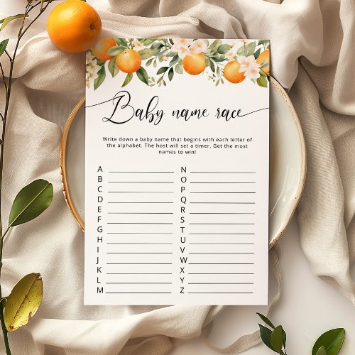 Citrus cutie baby name race baby shower game