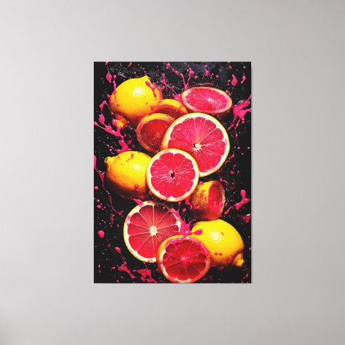 Citrus Cyclone A Whirlwind of Lemon and Pink Mist Canvas Print