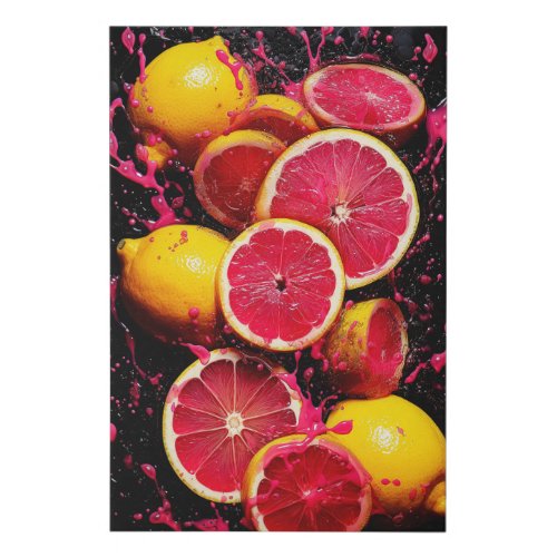 Citrus Cyclone A Whirlwind of Lemon and Pink Mist Faux Canvas Print