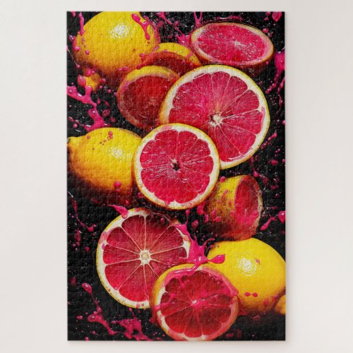 Citrus Cyclone A Whirlwind of Lemon and Pink Mist Jigsaw Puzzle