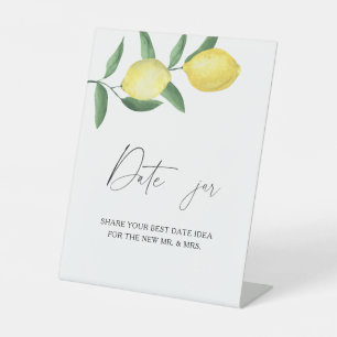 Citrus - date night ideas. Date jar bridal game Pedestal Sign