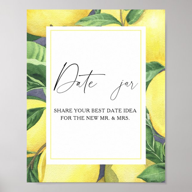 Citrus - date night ideas. Date jar bridal game  Poster (Front)
