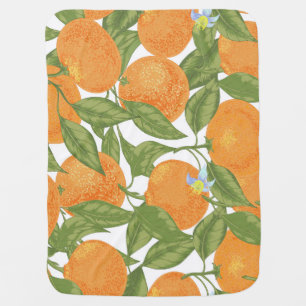 Citrus Delight: Mandarin Vintage Pattern Baby Blanket